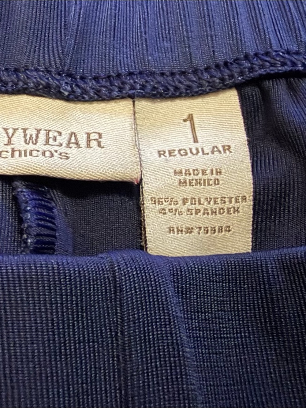 Chico's Navy Elastic-Waist Wide-Leg Pants - Picture 2 of 2